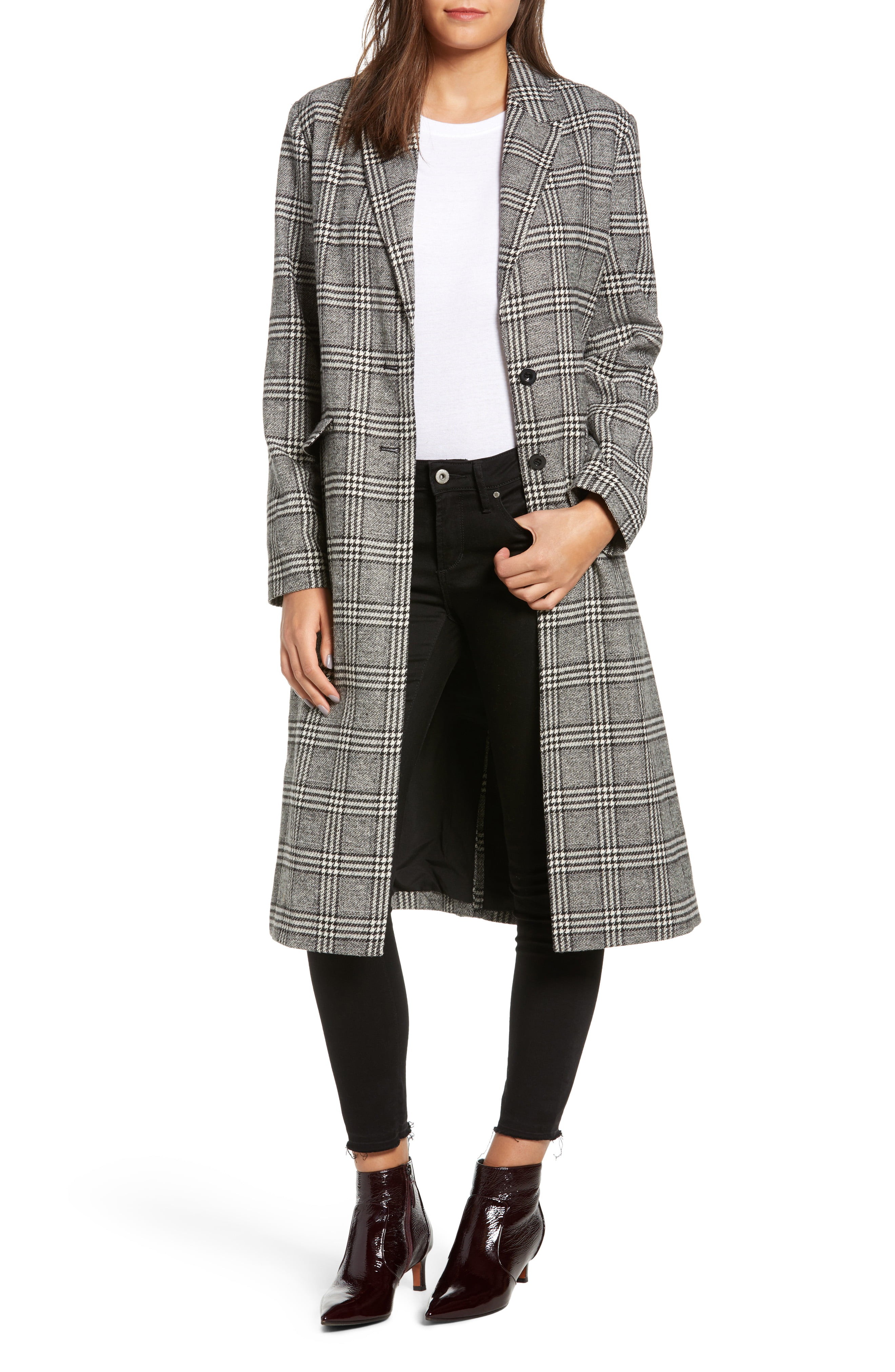 Women's The Fifth Label Nimbus Check Coat, Size X-Small - Black | Nordstrom
