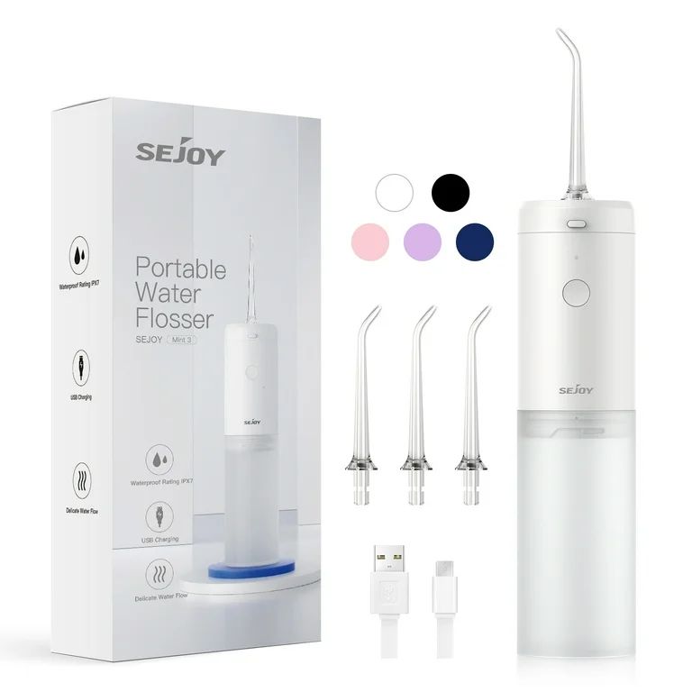Sejoy Cordless Water Flosser, Portable Oral Irrigator Rechargeable Teeth Cleaner, White | Walmart (US)