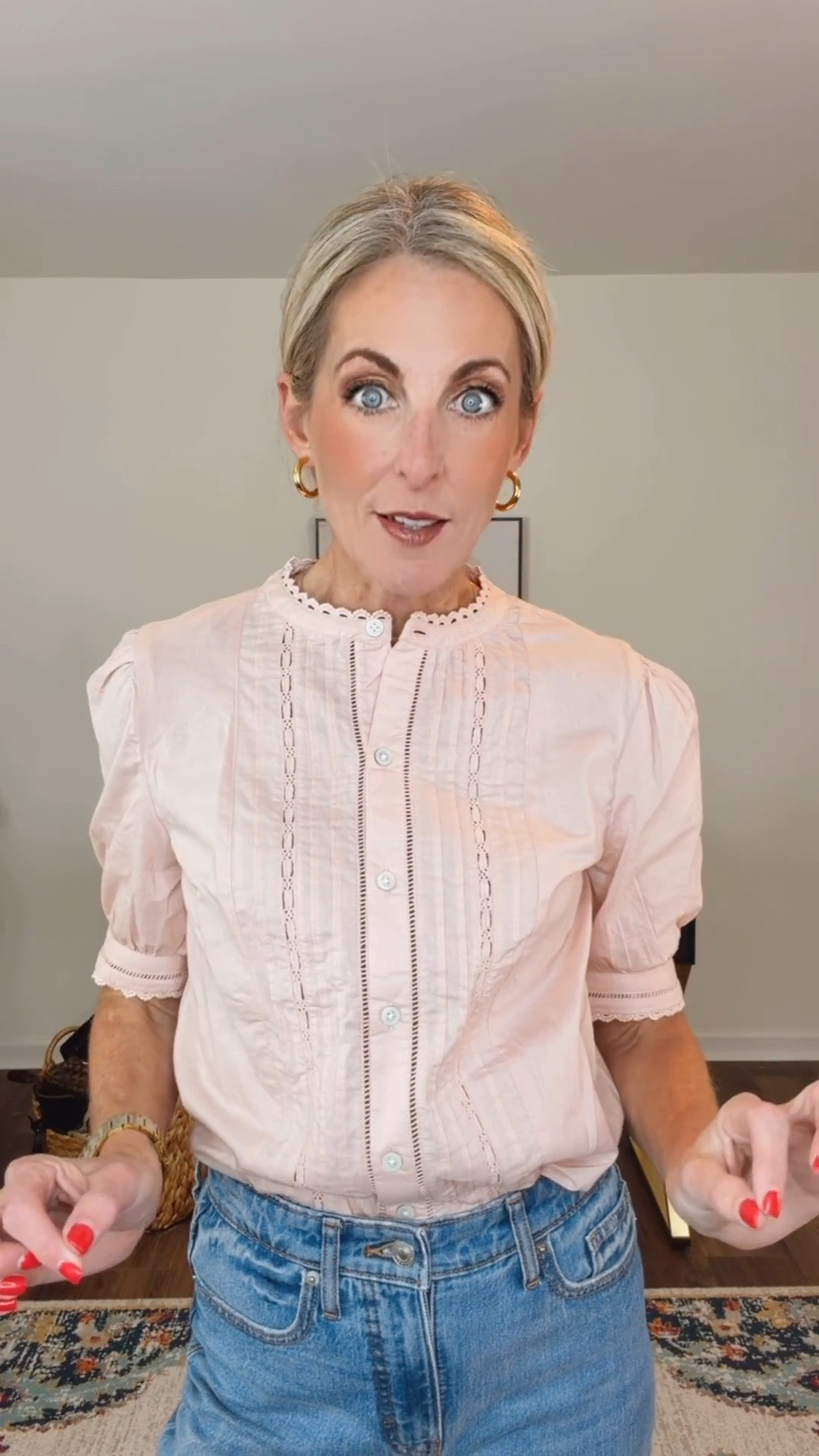 Refresh your everyday style with this lace and set button front blouses from time and true less than $20 crafted with a smooth, breathable cotton this blouse features chic eyelet lace inserts, scallop edges, and an elegant elbow length sleeve. 

Walmart, Walmart style, spring, new arrivals, under $20, affordable fashion

#LTKOver40 #LTKmomlife #LTKootd

#LTKmomlife #LTKgrwm #LTKootd