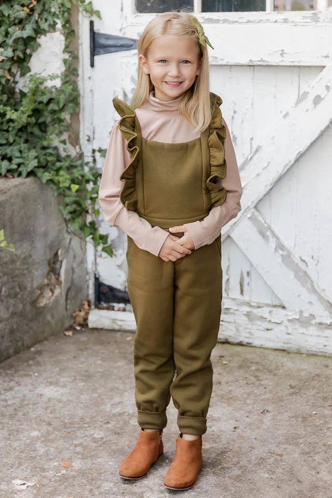 The More You Know Kids Olive Green Jumpsuit | Pink Lily