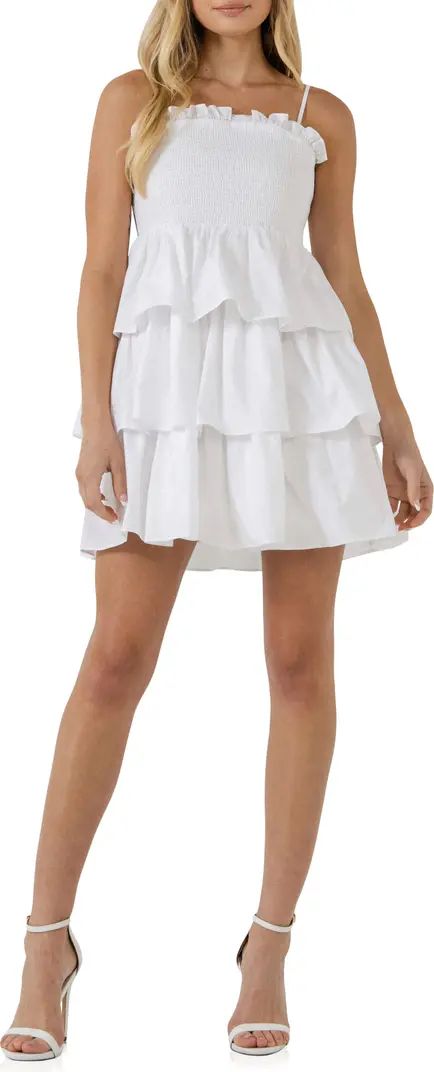 Smocked Tiered Cotton Minidress | Nordstrom