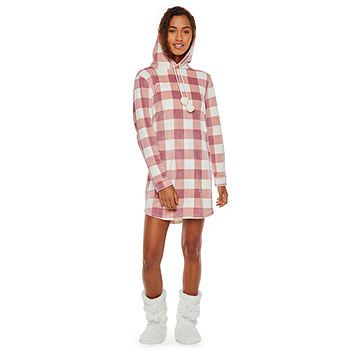 Ambrielle Womens Fleece Nightshirt Long Sleeve Hooded Neck | JCPenney