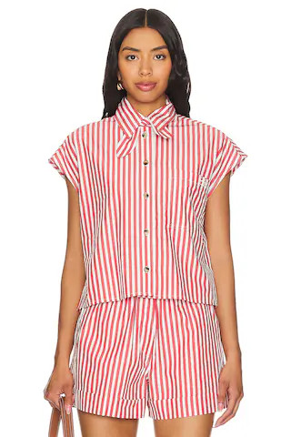 Ganni Collar Shirt in Barbados Cherry from Revolve.com | Revolve Clothing (Global)