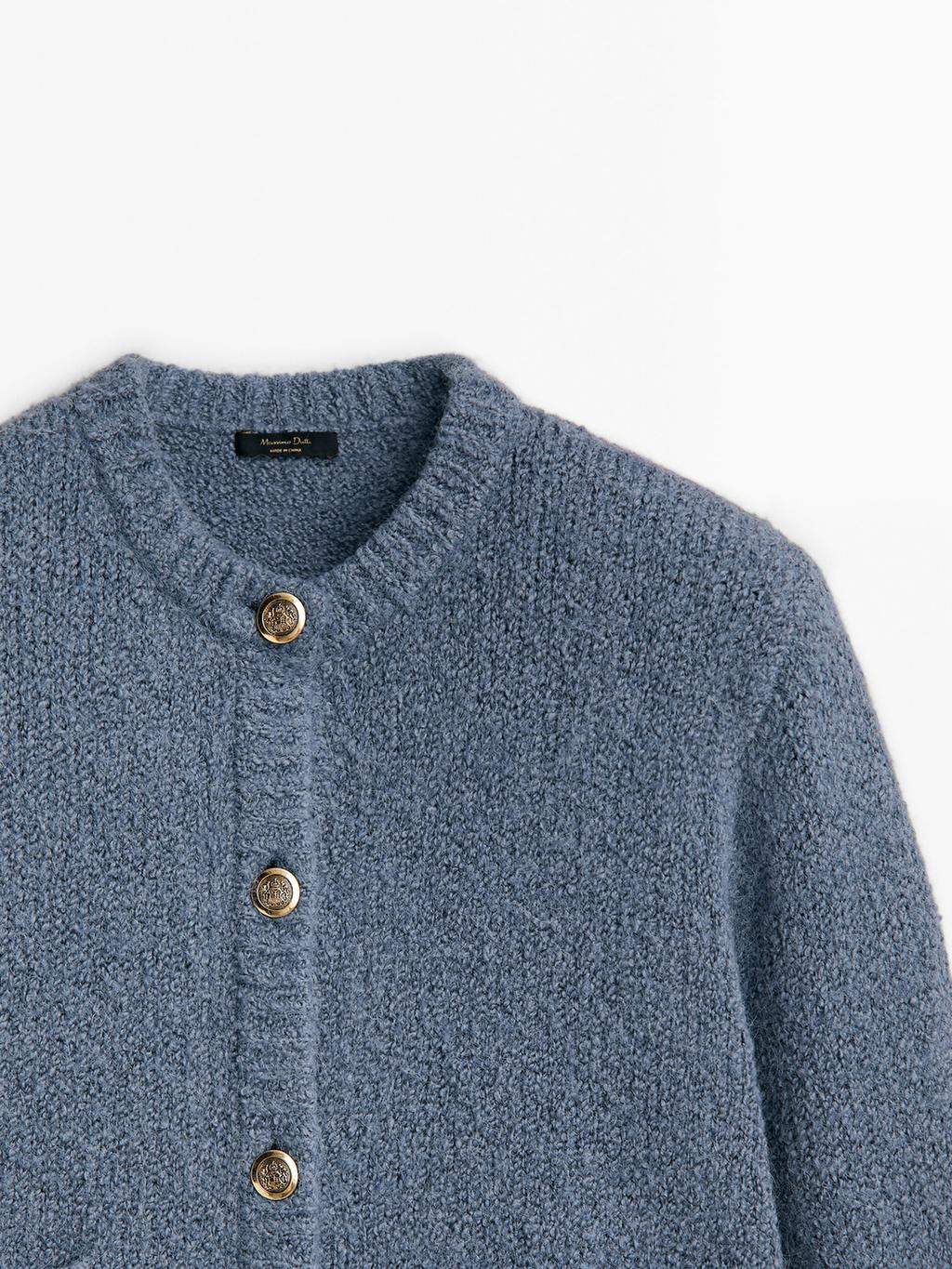 Mini bouclé knit cardigan with pockets | Massimo Dutti UK