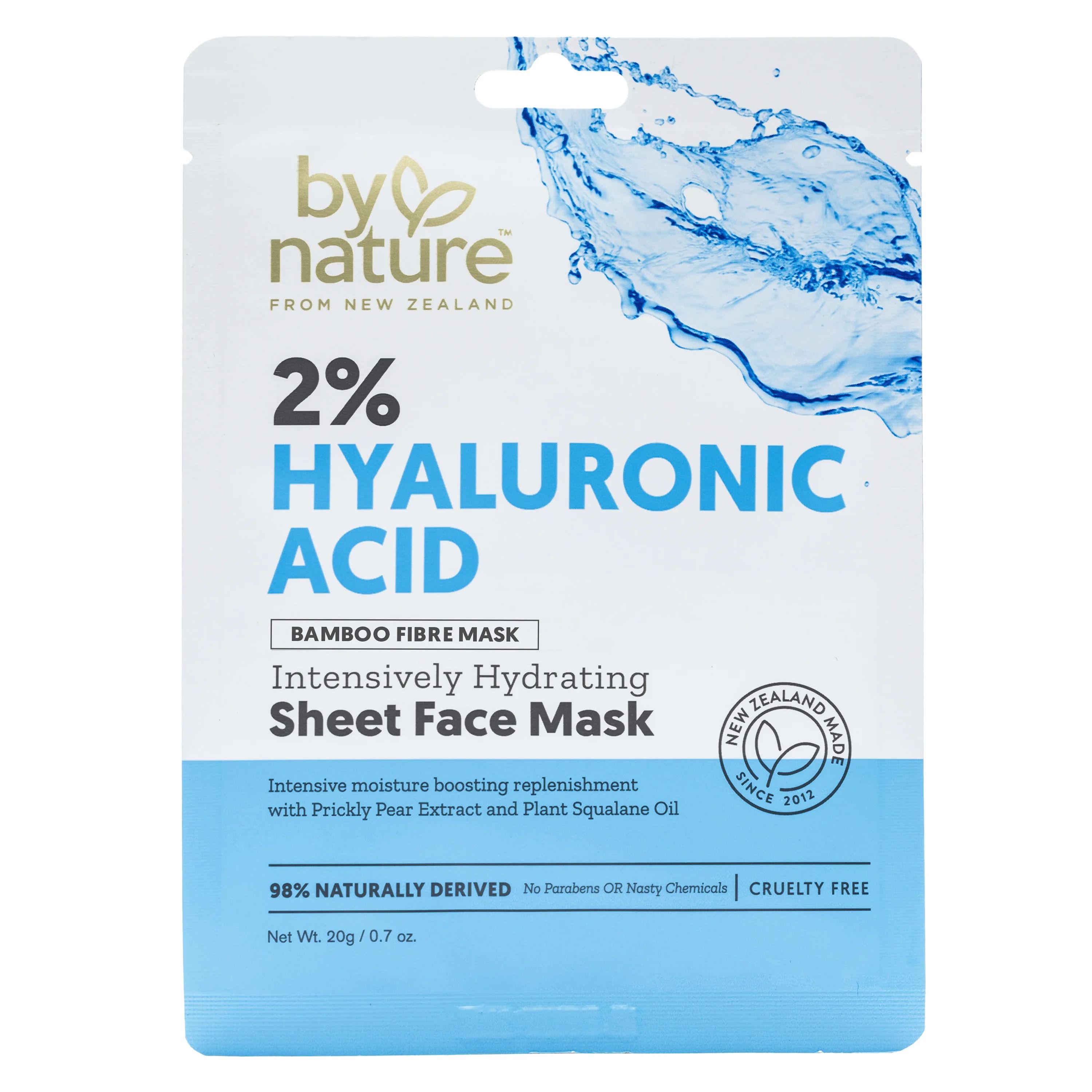 By Nature From New Zealand 2% Hyaluronic Acid Hydrating Sheet Face Mask For Dry Skin, 0.7 oz - Wa... | Walmart (US)
