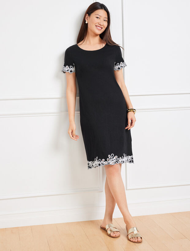 Embroidered Nantucket Slub Shift Dress | Talbots