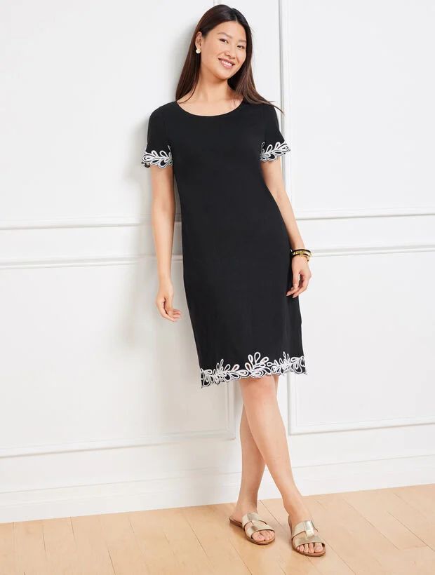 Embroidered Nantucket Slub Shift Dress | Talbots