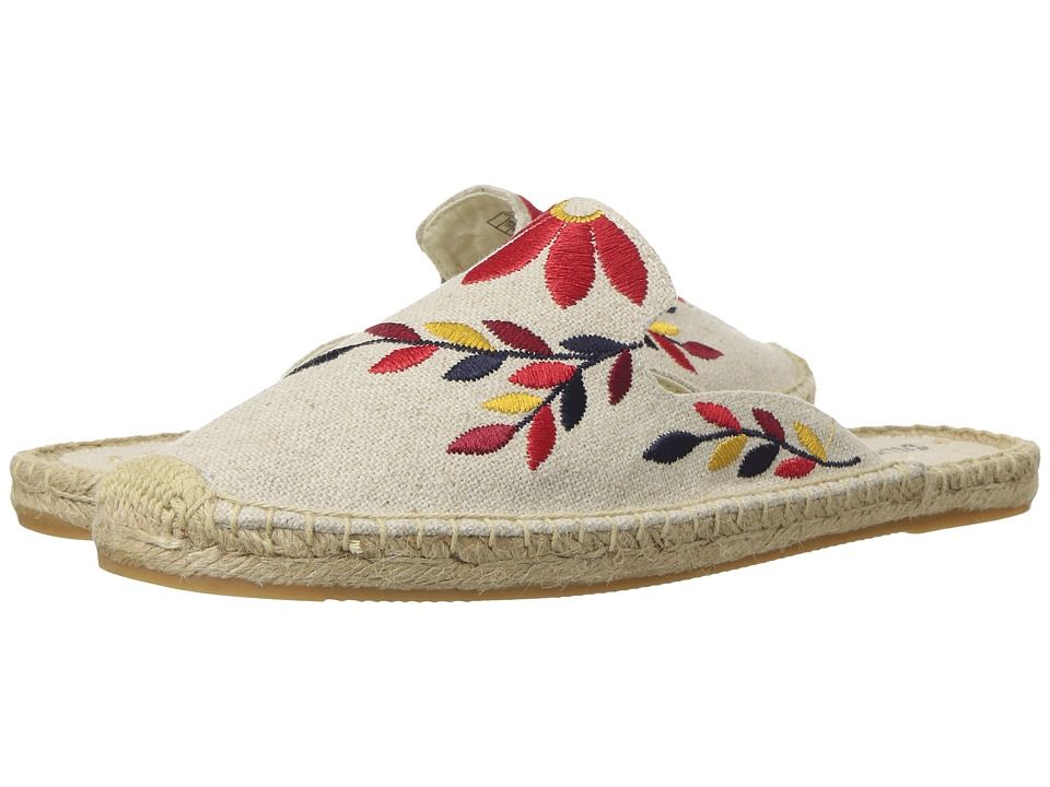 Soludos - Embroidered Floral Mule (Sand/Red Multi) Women's Clog/Mule Shoes | Zappos