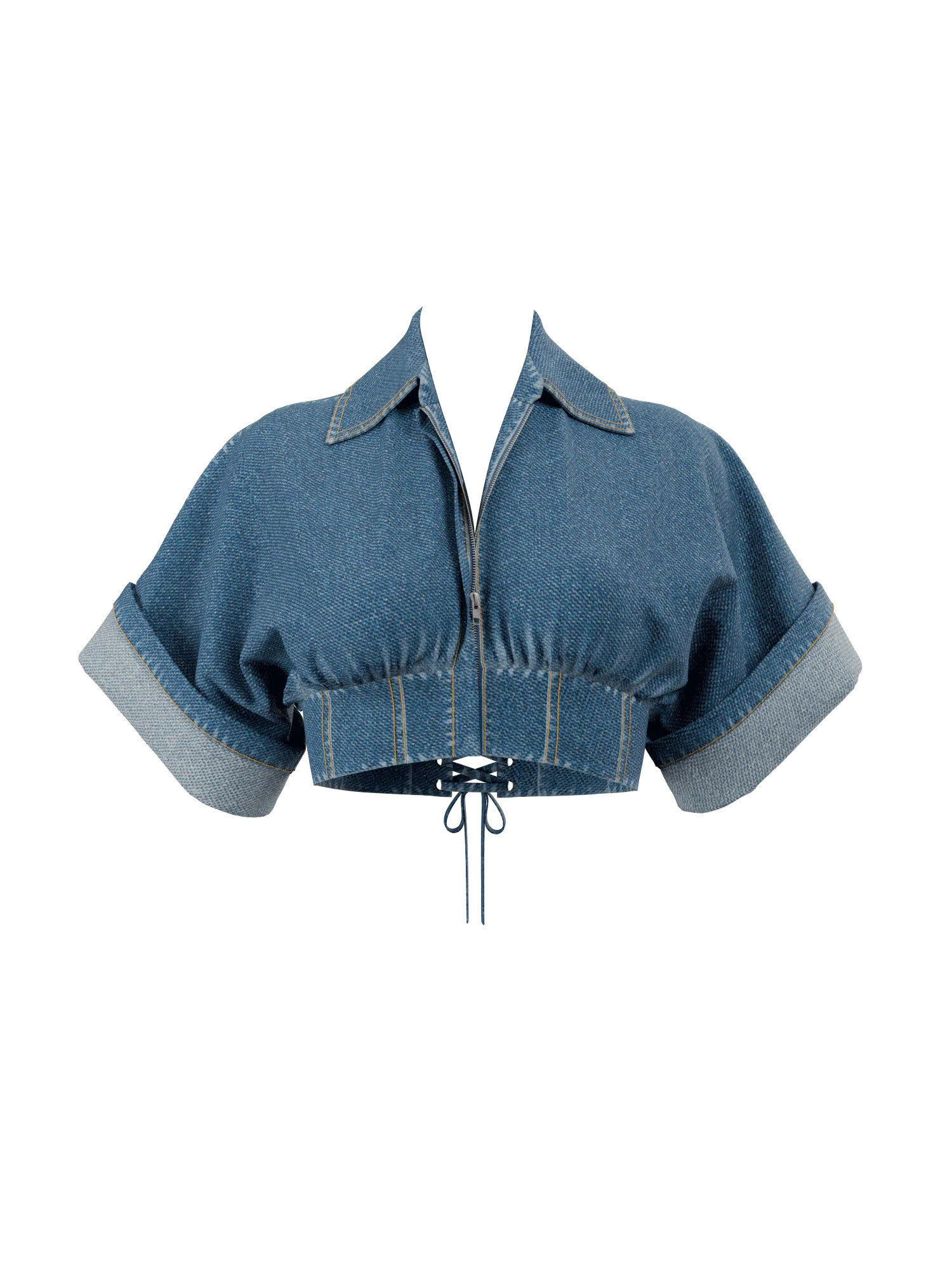 ANDREA IYAMAH ALU CROP TOP - DENIM | ANDREA IYAMAH