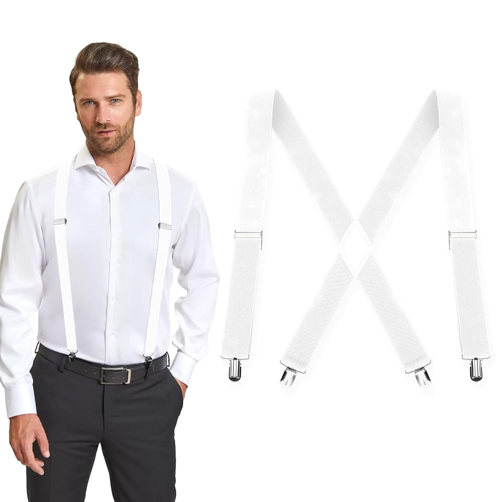 Suspenders for Men and Women - 1.4" Adjustable X-Back With Clips for Work and Jeans | Amazon (US)