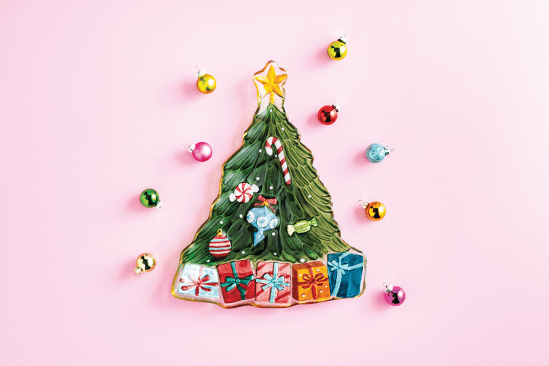 Christmas Tree Glass Platter | Mud Pie