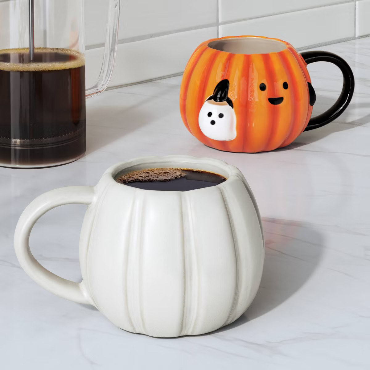 15.2 fl oz Halloween Stoneware Figural Pumpkin Mug White - Hyde and EEK! Boutique™: Microwave &... | Target
