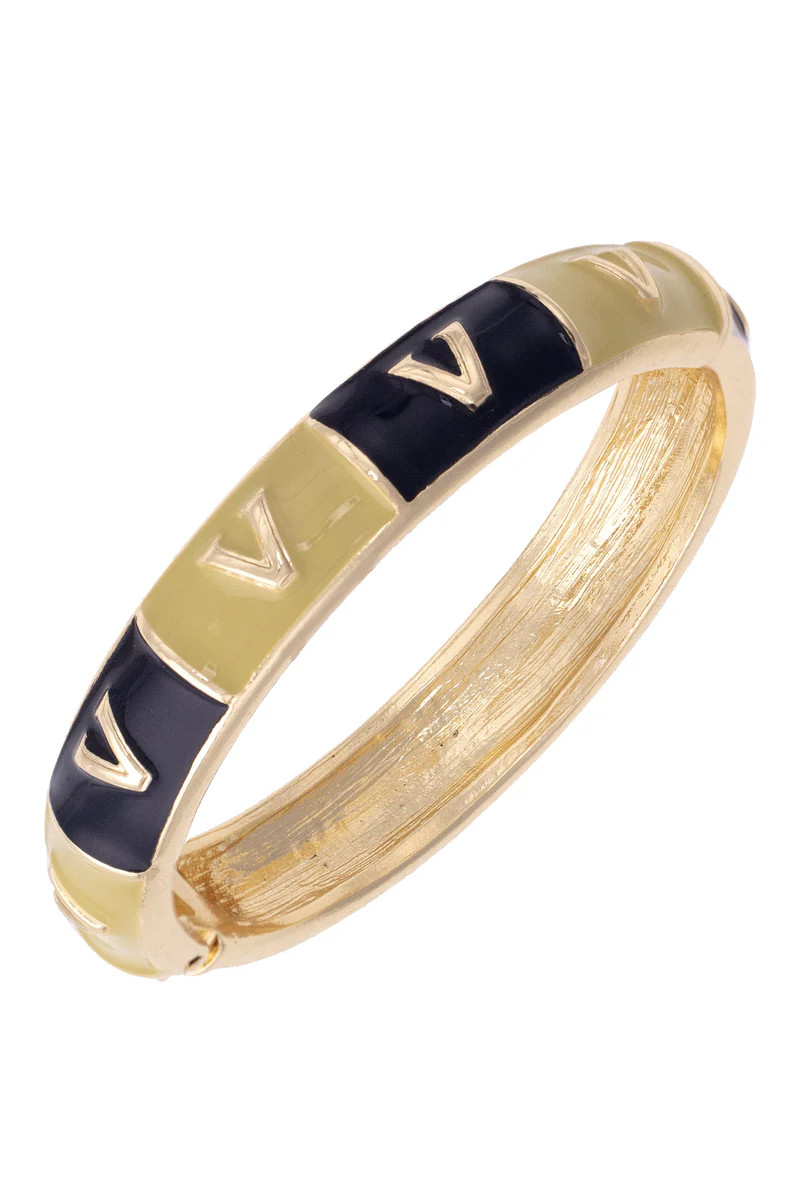 PREORDER 9/15: Vanderbilt Commodores Sculpted Enamel Checkered Hinge Bangle in Black/Gold | CANVAS
