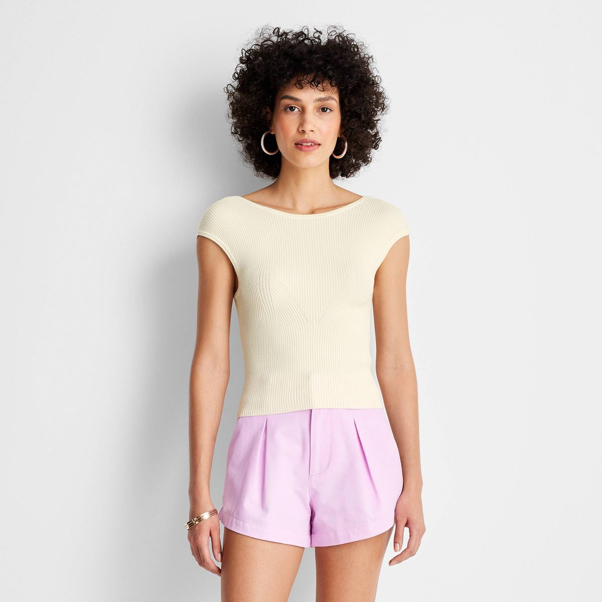Women's Short Sleeve Ribbed Backless Top - Future Collective™ with Jenee Naylor | Target
