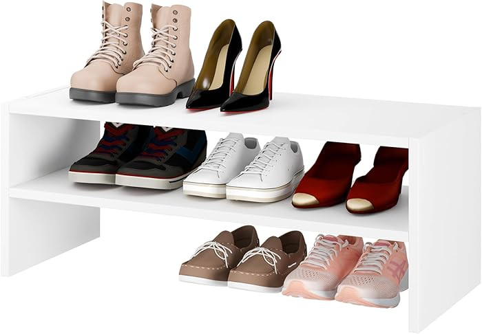 Whitmor Stackable 28" Extra Wide 2-Shelf Storage Organizer,Stackable Wood Combination Shoe Organi... | Amazon (US)