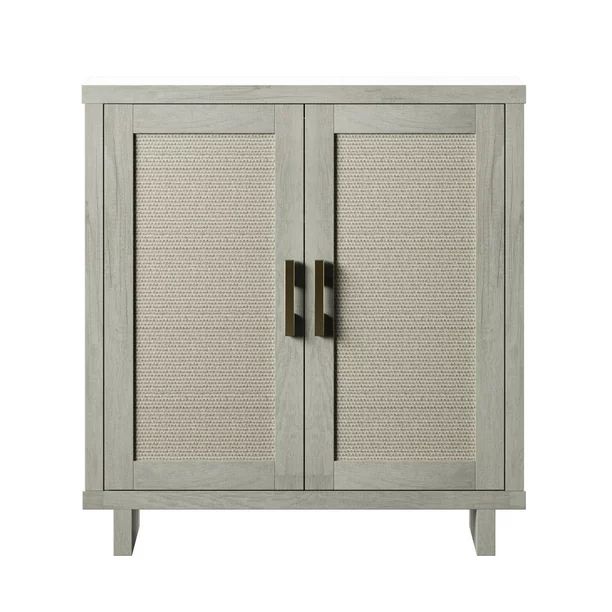 Twin Star Home Coastal 2-Door Accent Cabinet with Linen-Style Accents - Walmart.com | Walmart (US)