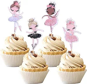 24 PCS Ballerina Cupcake Toppers Assembled Colorful Ballet Dancer Baby Girl Cupcake Picks Dancing... | Amazon (US)