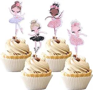 24 PCS Ballerina Cupcake Toppers Assembled Colorful Ballet Dancer Baby Girl Cupcake Picks Dancing... | Amazon (US)