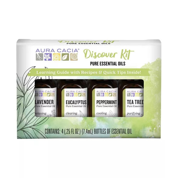 Aura Cacia Discover Essential Oils Kit - 4ct/0.25 fl oz | Target