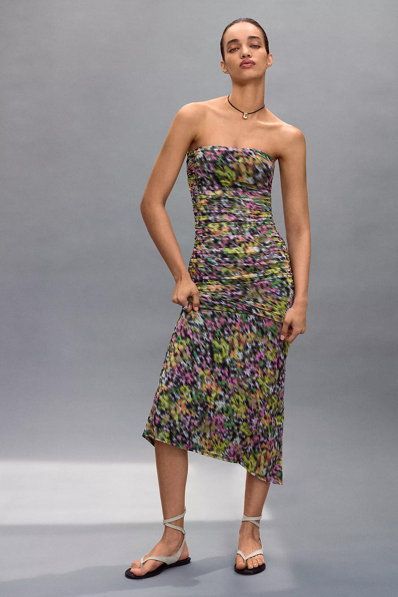 AFRM Strapless Mesh Midi Dress | Anthropologie (US)