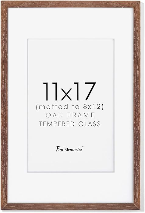 Fun Memories 11x17 Picture Frame, Natural Solid Oak Wood Frame 11 x 17 with Tempered Glass, 11''x... | Amazon (US)