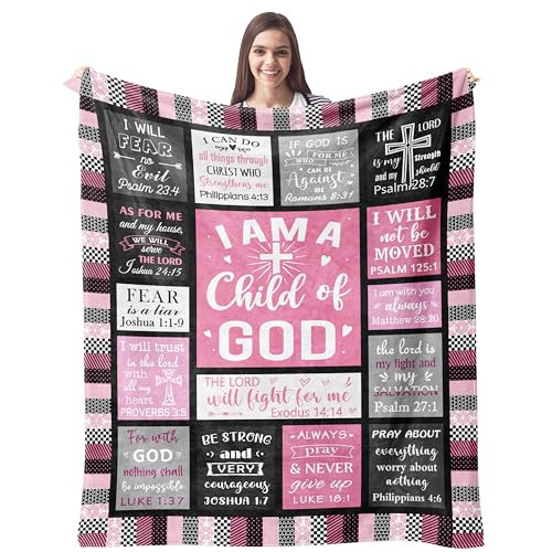 CUJUYO Christian Gifts for Women Blanket 60"x50" - I Am a Child of God Blankets - Inspirational Religious Birthday Catholic Spiritual & Baptism Confirmation Gifts for Girls | Amazon (US)
