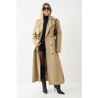 MISSPAP Women's Tailored Maxi Trench Coat in Stone | Size: 16 | Miss Pap UK