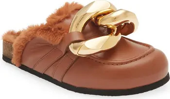 JW Anderson Chain Link Faux Fur Lined Loafer Mule | Nordstrom | Nordstrom