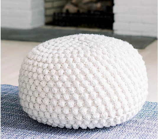 Textured Hand Knit Decorative Pouf by Lauren McBride | QVC