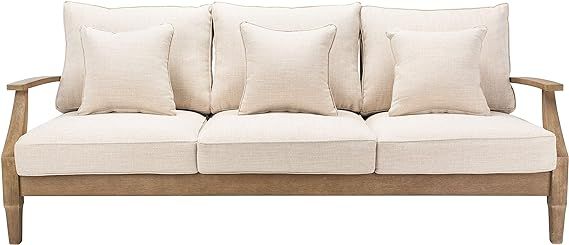 Safavieh CPT1013A Couture Martinique Natural and White Wood Outdoor Patio Sofa | Amazon (US)