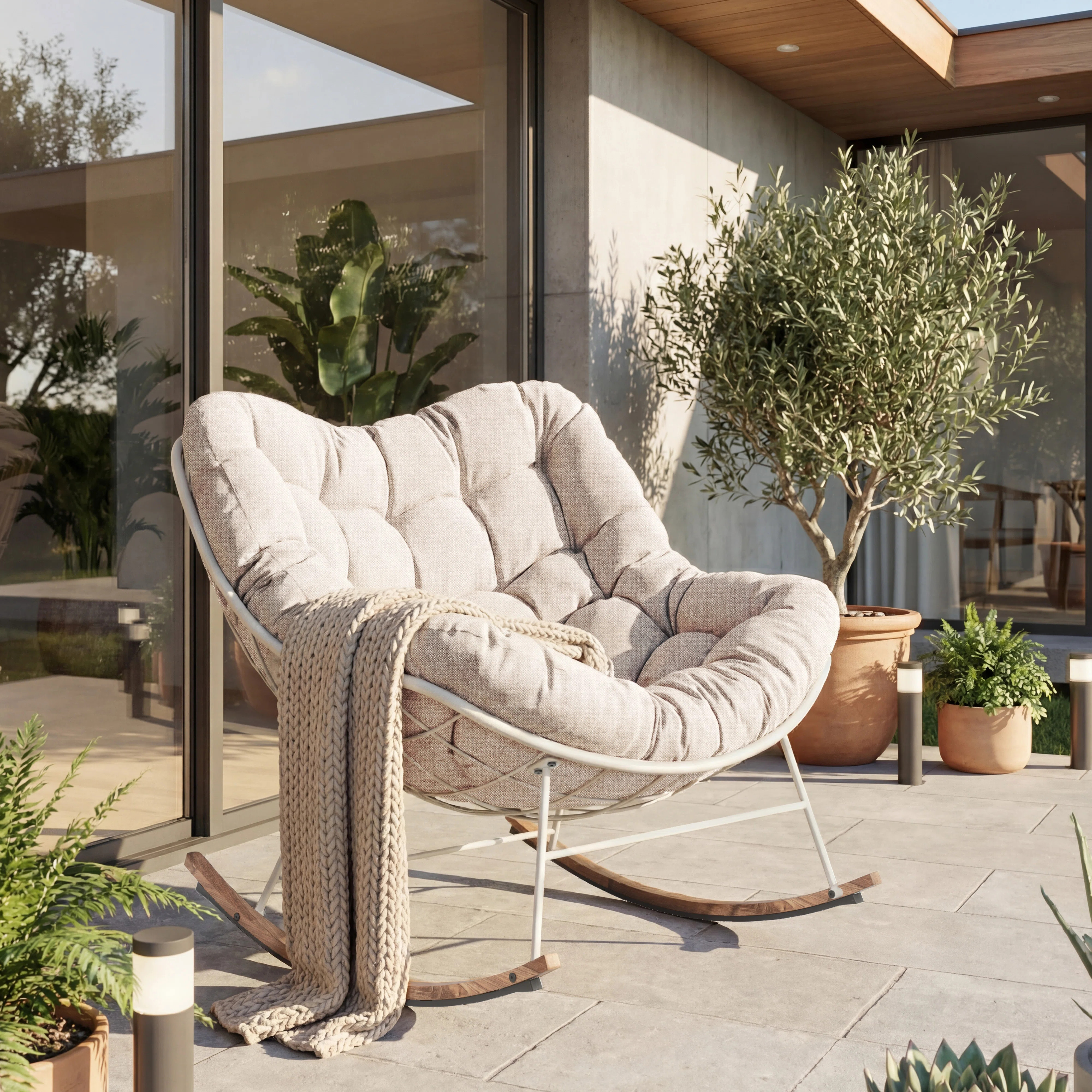 Steel Rocking Chair With Cushion | Wayfair North America