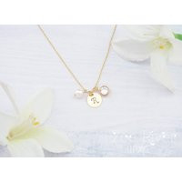 Personalized Birthstone Initial Necklace in Rose Gold, Silver Or Gold. Dainty Pearl, & Charm | Etsy (US)