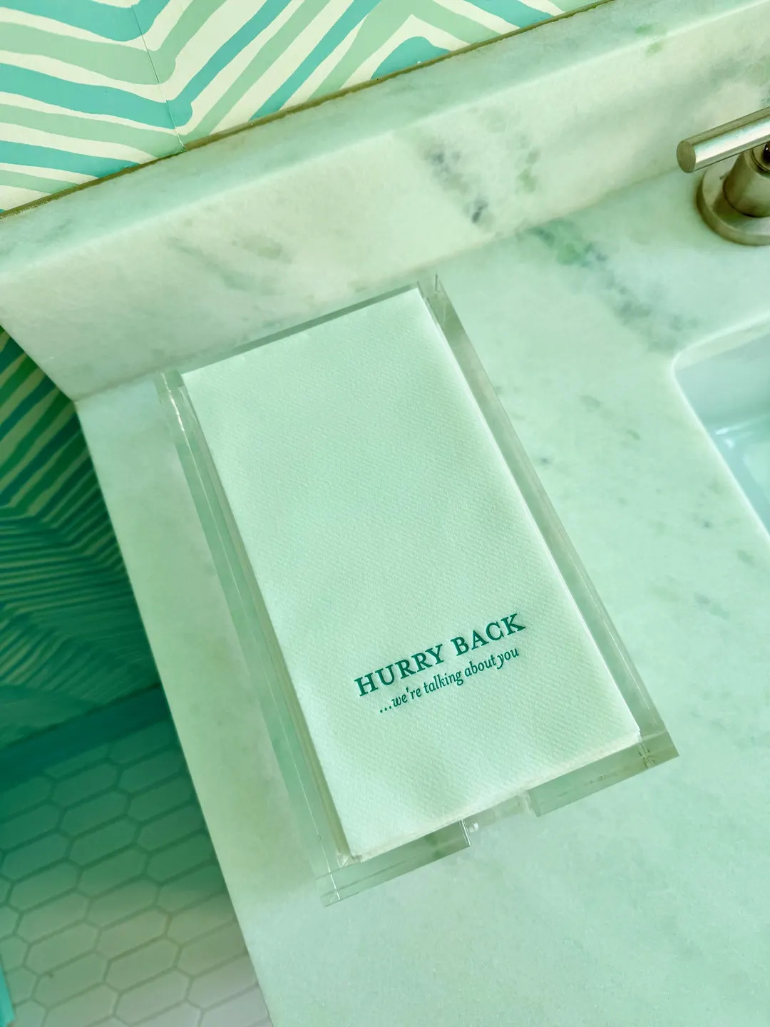 Hurry Back...we're Talking About You - Cheeky Luxe Guest Towel / Napkin in Turquoise, Set of 20 -... | Etsy (US)