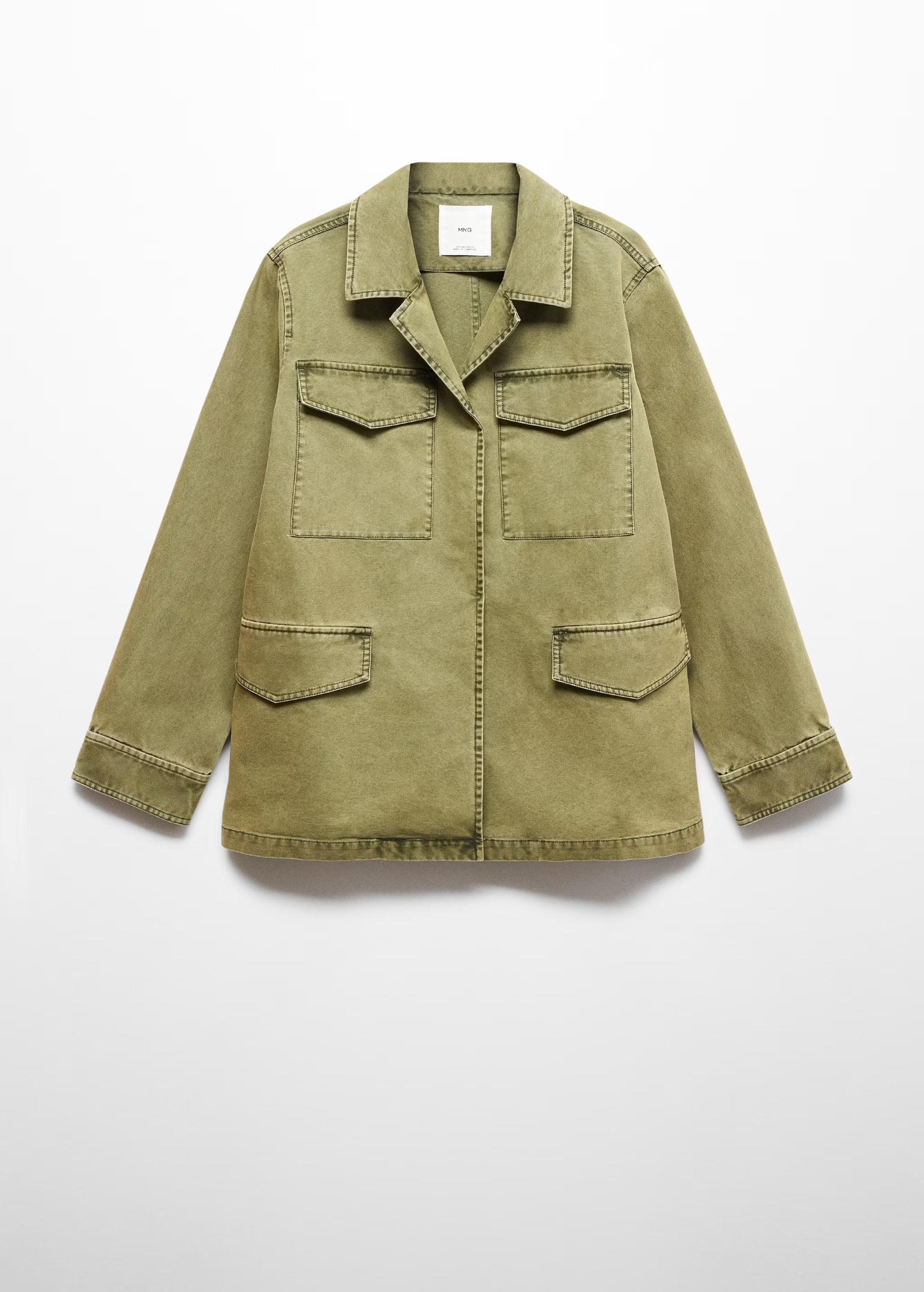 Chest-pocket cotton overshirt | MANGO (US)