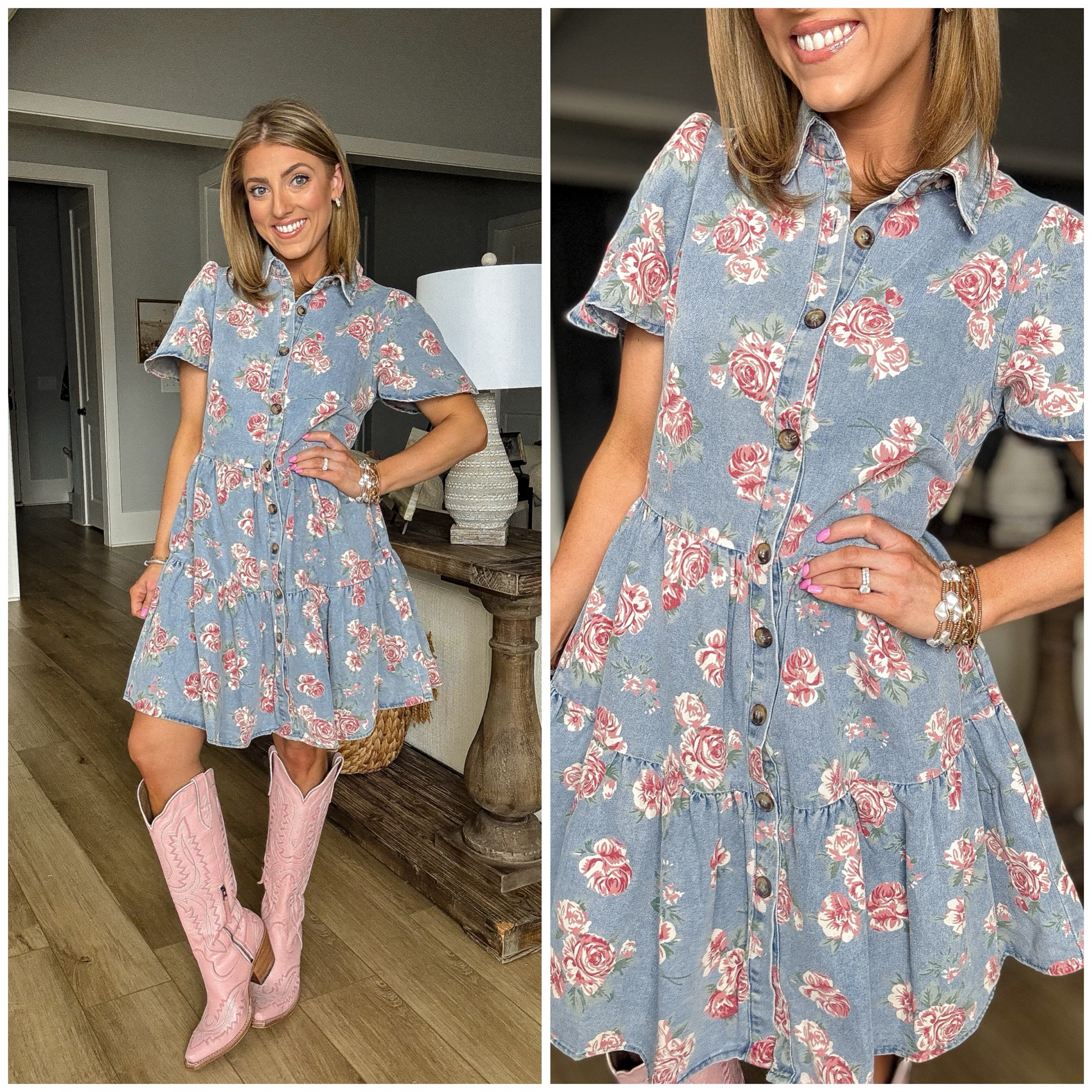 This floral denim dress from Walmart is SO good 🌸 The button-front style, soft denim fabric, and relaxed fit make it easy to wear all day. Cute with sneakers or boots and perfect for spring outings, casual events, or everyday wear. One of those throw-on-and-go dresses you’ll reach for constantly. I am wearing the size extra small. I’m 5’2. Go down a size ￼￼

#WalmartDress #WalmartFinds #AffordableDresses #SpringOutfits #LTKStyle #CasualChic