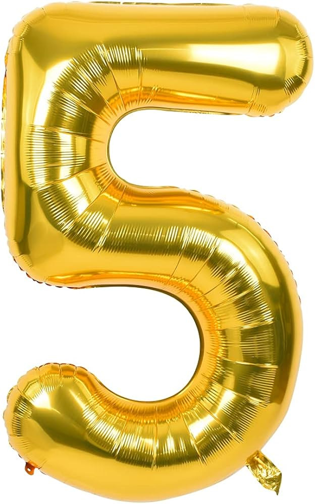 TONIFUL 40 Inch Gold Large Numbers Balloons0-9,Number 5 Digital Helium Balloons,Foil Mylar Big Nu... | Amazon (US)