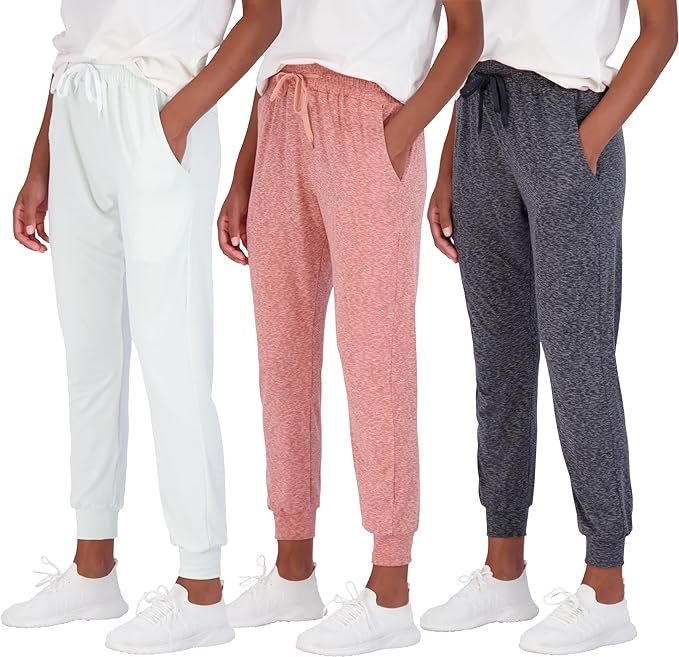 Real Essentials 3 Pack: Women's Ultra-Soft Lounge Joggers Athletic Yoga Pants with Pockets (Avail... | Amazon (US)