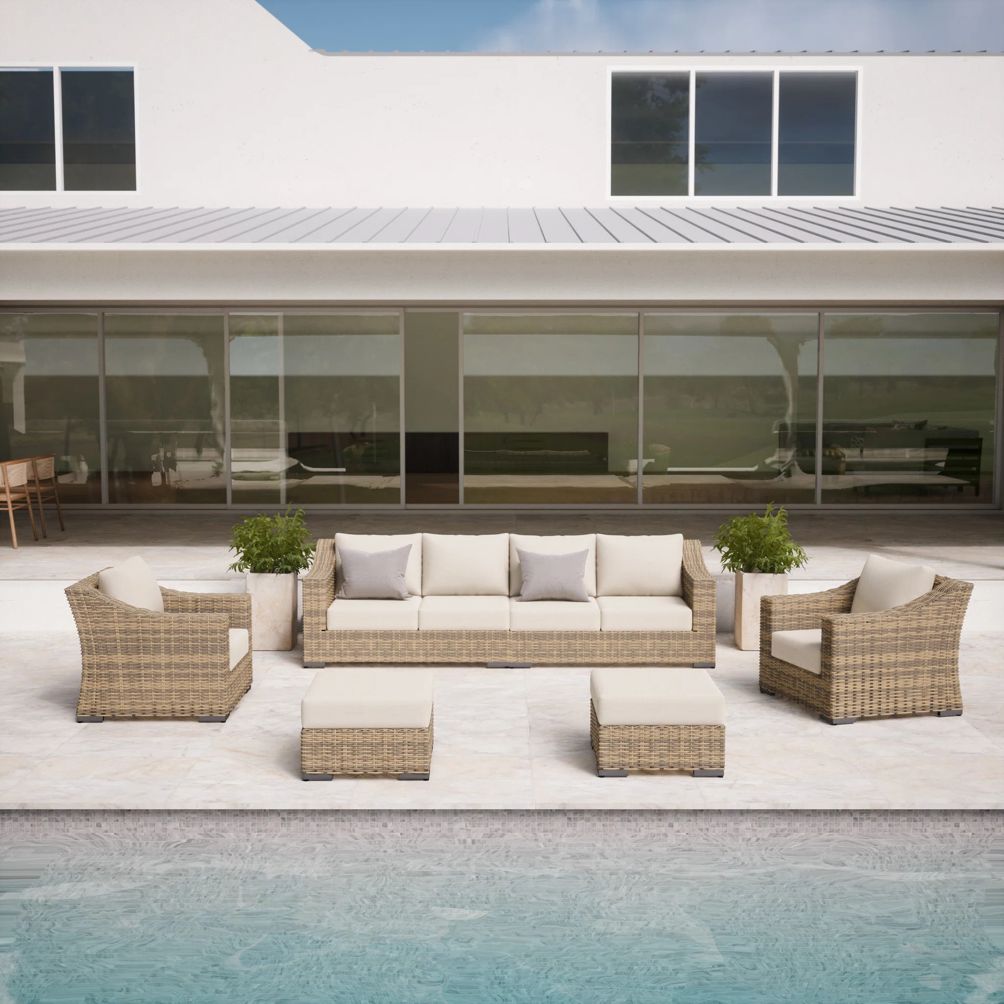 Eloisa Wicker 8 - Person Patio Conversation Set with Cushions | Birch Lane