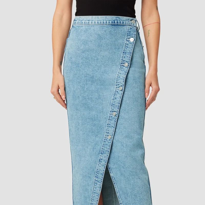 Hudson Jeans Asymmetrical Front Pencil Skirt - Rose Garden - Blue - 33 | Verishop