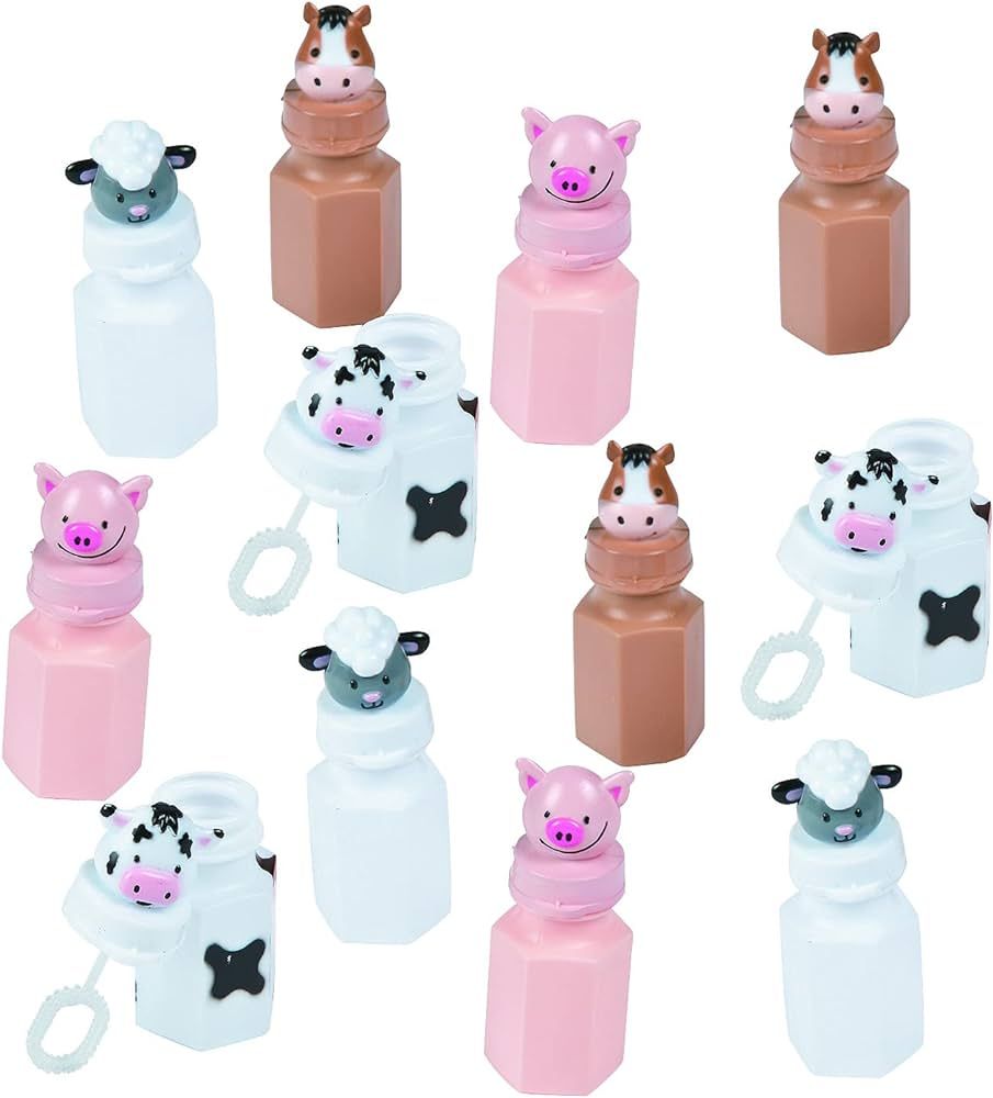 Barnyard Bubble Bottles (Set of 12) Farm Animal Designs Include Horse, Sheep, Pig and Cow | Amazon (US)