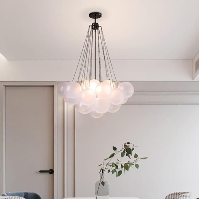 Modern Glass Chandelier Bubbles Ball Shape Pendant Light, DIY Hanging Light Fixture, 3 Lights Dec... | Amazon (US)