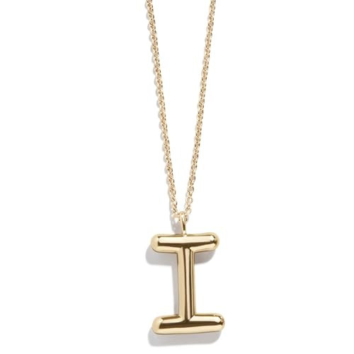 BaubleBar Bubble Initial Necklace - Gold Plated Brass 3D Bubble Letter Design, Letter Necklace, Monogram Necklace for Women, Dainty Gold Necklace, Adjustable Length with Lobster Clasp, Letter I | Amazon (US)