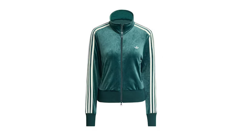 Adidas Women's Originals x Liberty London Debossed Velvet Firebird Track Top in Aurora Ivy | StockX