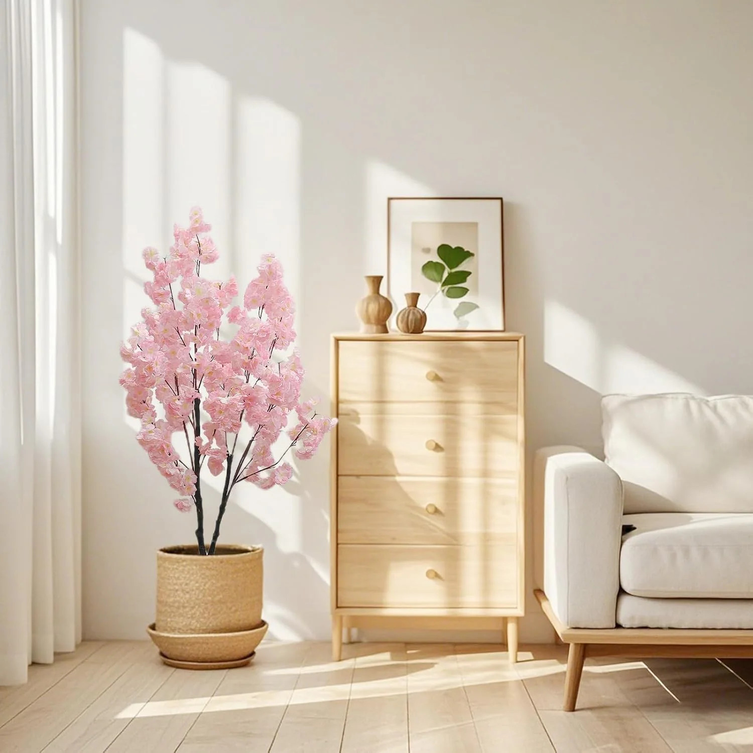Garvee Realistic artificial cherry blossom tree handmade silk pink flowers elegant artificial floral decoration plastic potted plant suitable for | Lowe's