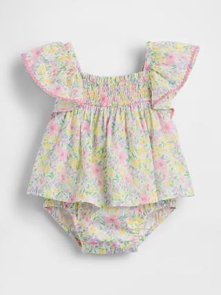 Baby Smocked Flutter-Sleeve Bodysuit Dress | Gap (US)