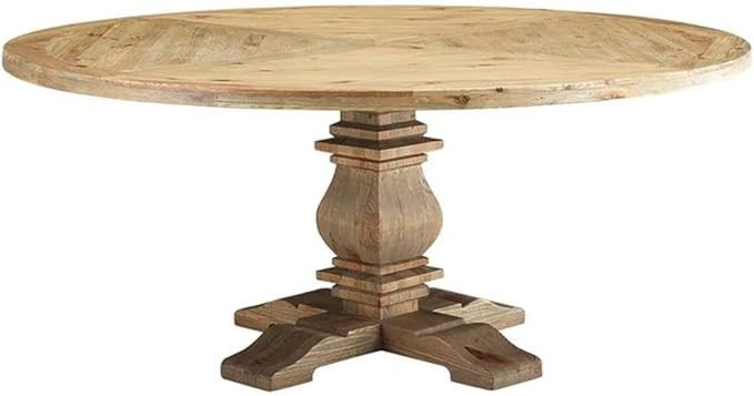 Modway Column 71" Rustic Farmhouse Pine Wood Round Kitchen and Dining Room Table, Brown | Amazon (US)