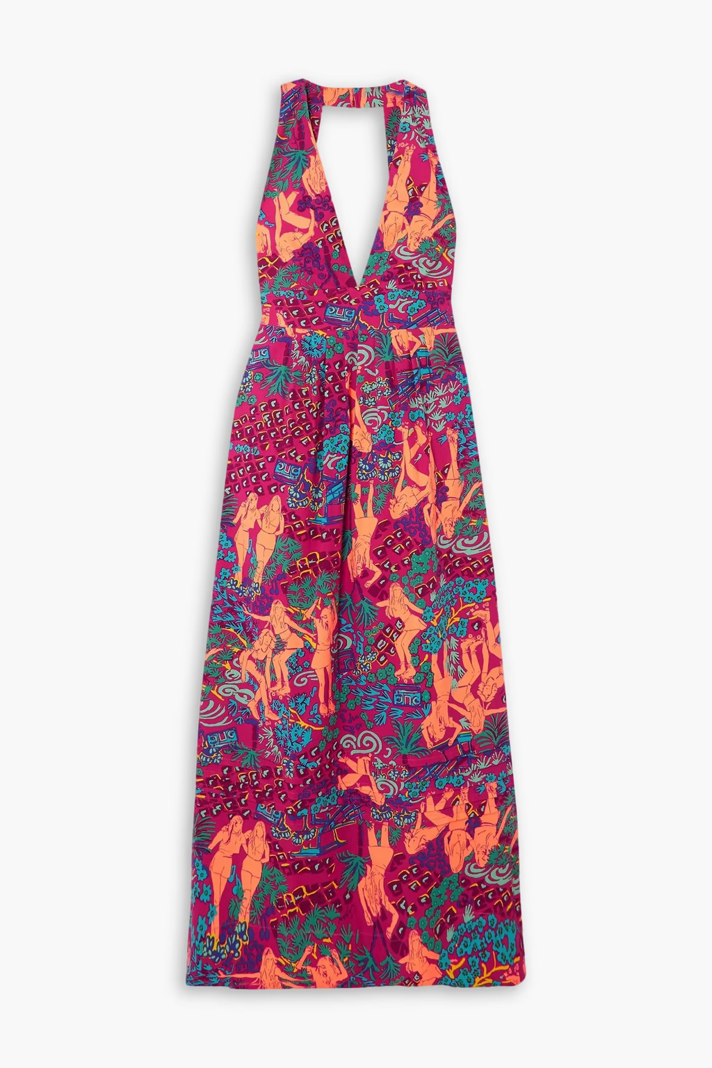 Cutout printed cotton maxi dress | The Outnet (US and CA)