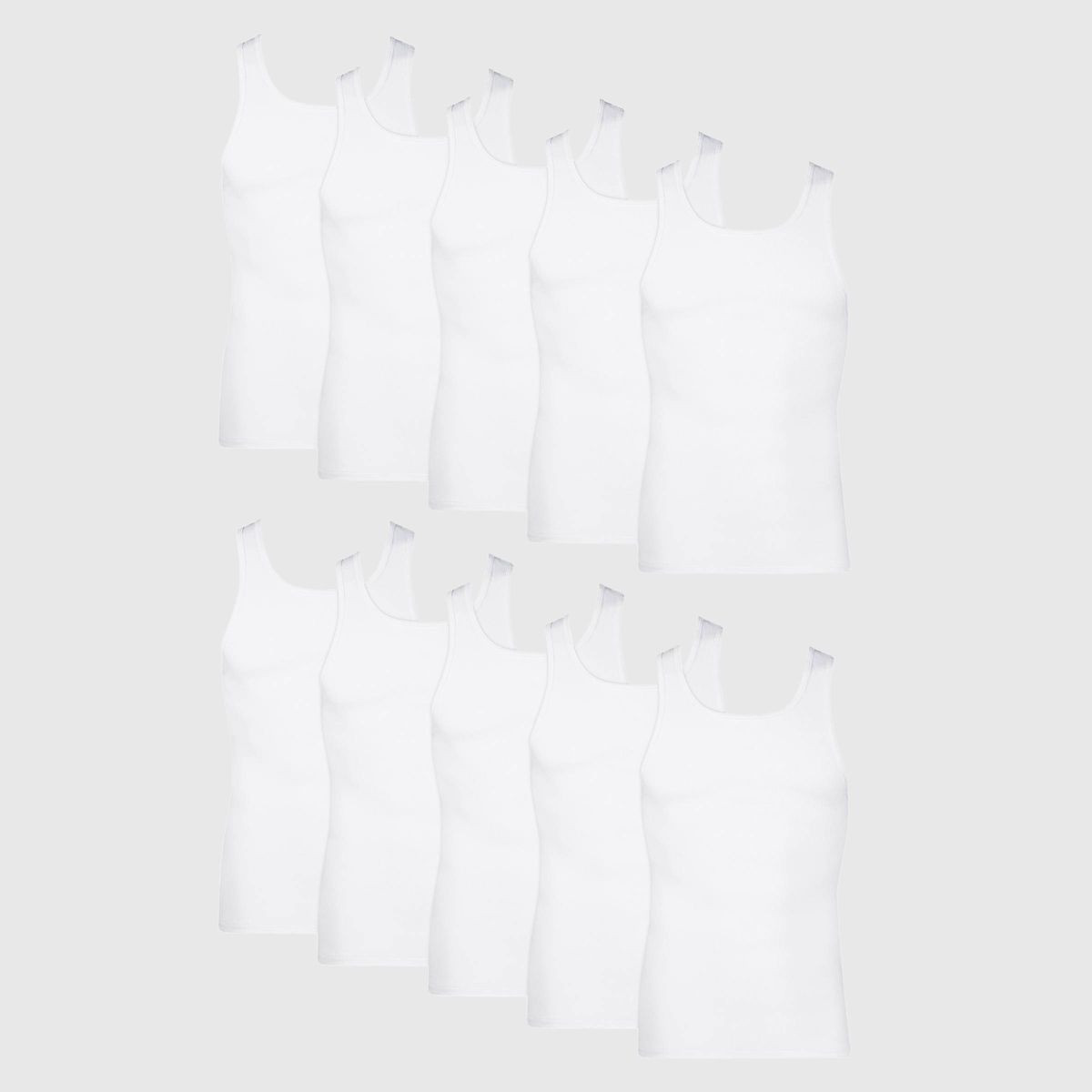 Hanes Men's Tank Top Undershirt 10pk - White L: Tagless, Moisture Wicking, Ribbed Fabric | Target