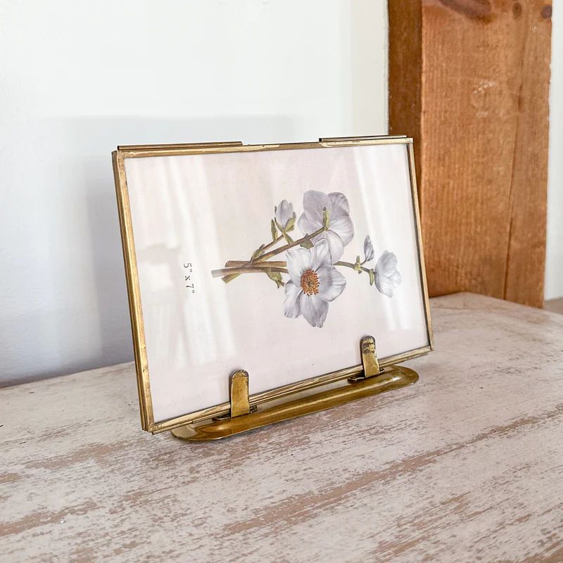 Brass & Metal Glass Frame on Stand | Purple Rose Home