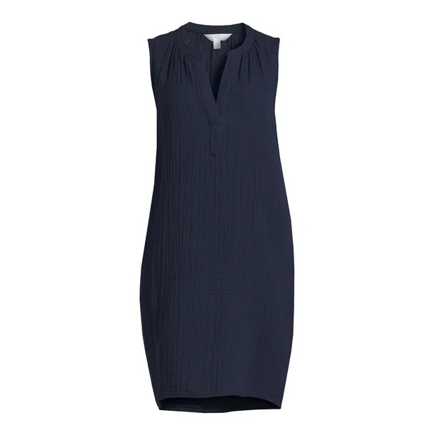 Time and Tru Women's Sleeveless Double Cloth Dress | Walmart (US)